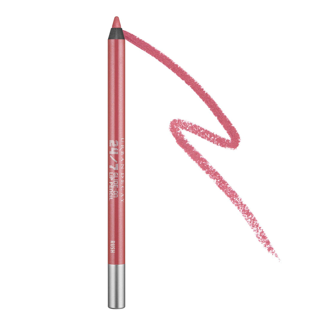 URBAN DECAY 24/7 Glide-On Waterproof Lip Pencil (Rush - Pink Mauve with Soft Pearl), Smudge-Proof, Longwearing Lip Liner, Smooth & Creamy Colors, Moisturizing Formula with Vitamin E - 0.04 oz