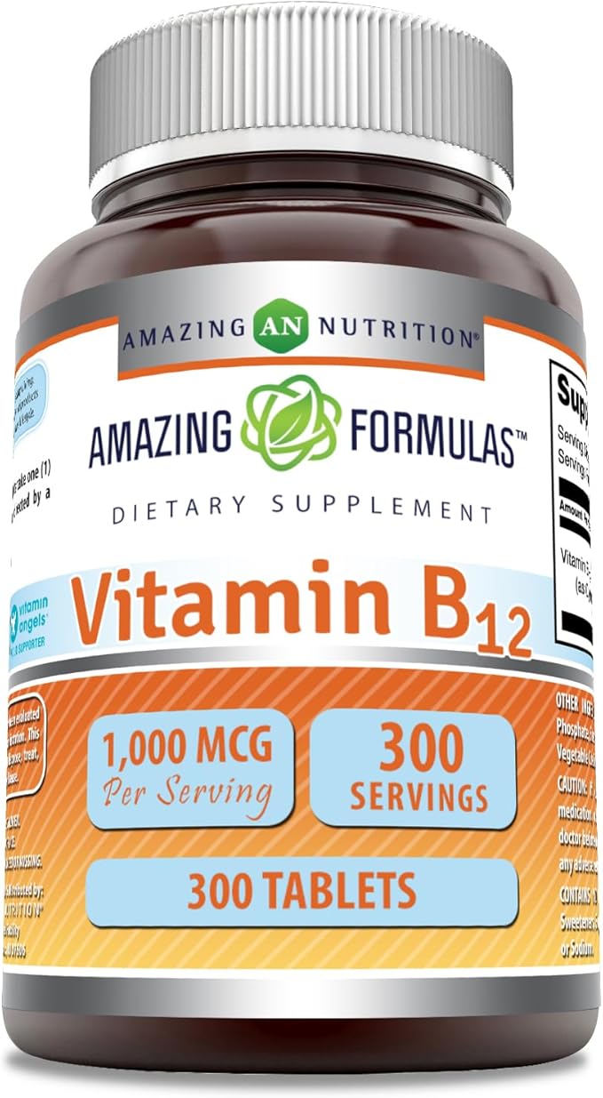 Amazing Formulas Vitamin B12 Supplement | 1000 Mcg per Serving | Tablets | Non-GMO | Gluten-Free | Made in USA (1 Pack, 300 Count)