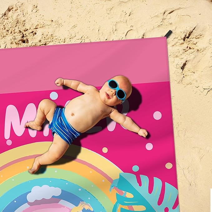 Beach Blanket Waterproof Sandproof Large Beach Mat 79" X 83" for 2-4 Adults Sand Free Mat Quick Drying,Lightweight & Durable with 4 Stakes & 4 Corner Pockets for Beach Travel Camping.(Pink)