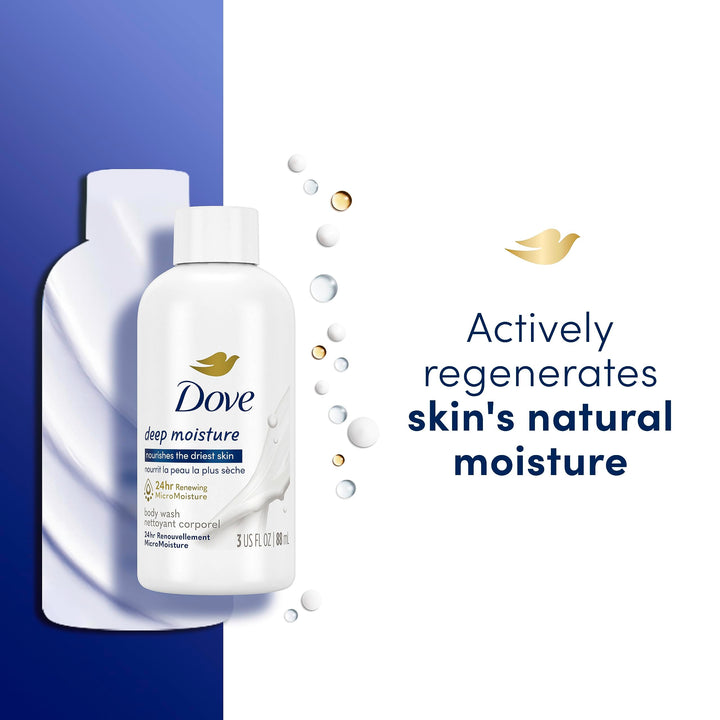 Dove Body Wash Deep Moisture for Dry Skin Body Wash with 24hr Renewing MicroMoisture Nourishes The Driest Skin 3 oz (Pack of 3)
