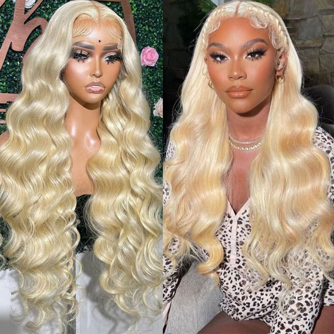 Fayniss Human Hair 24 Inch 613 Blonde Wig, 180% Density, 13X6 Body Wave, Lace Front, Glueless, Pre Plucked With Baby Hair