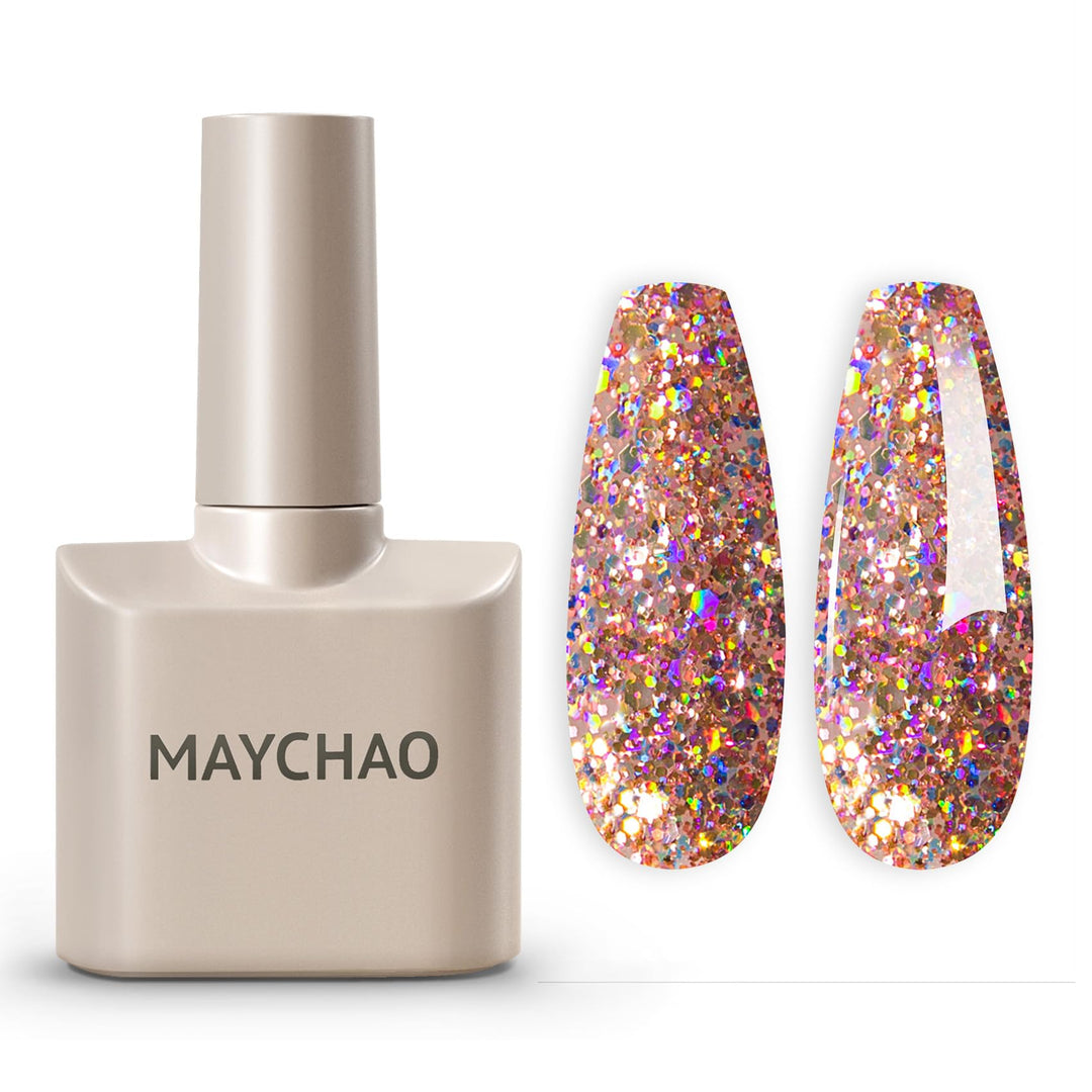 Maychao 15Ml Gel Nail Polish 1Pc Clear Pink Glitter Nail Polish Soak Off Uv Led Nail Gel Polish Nail Art Starter Manicure Salon
