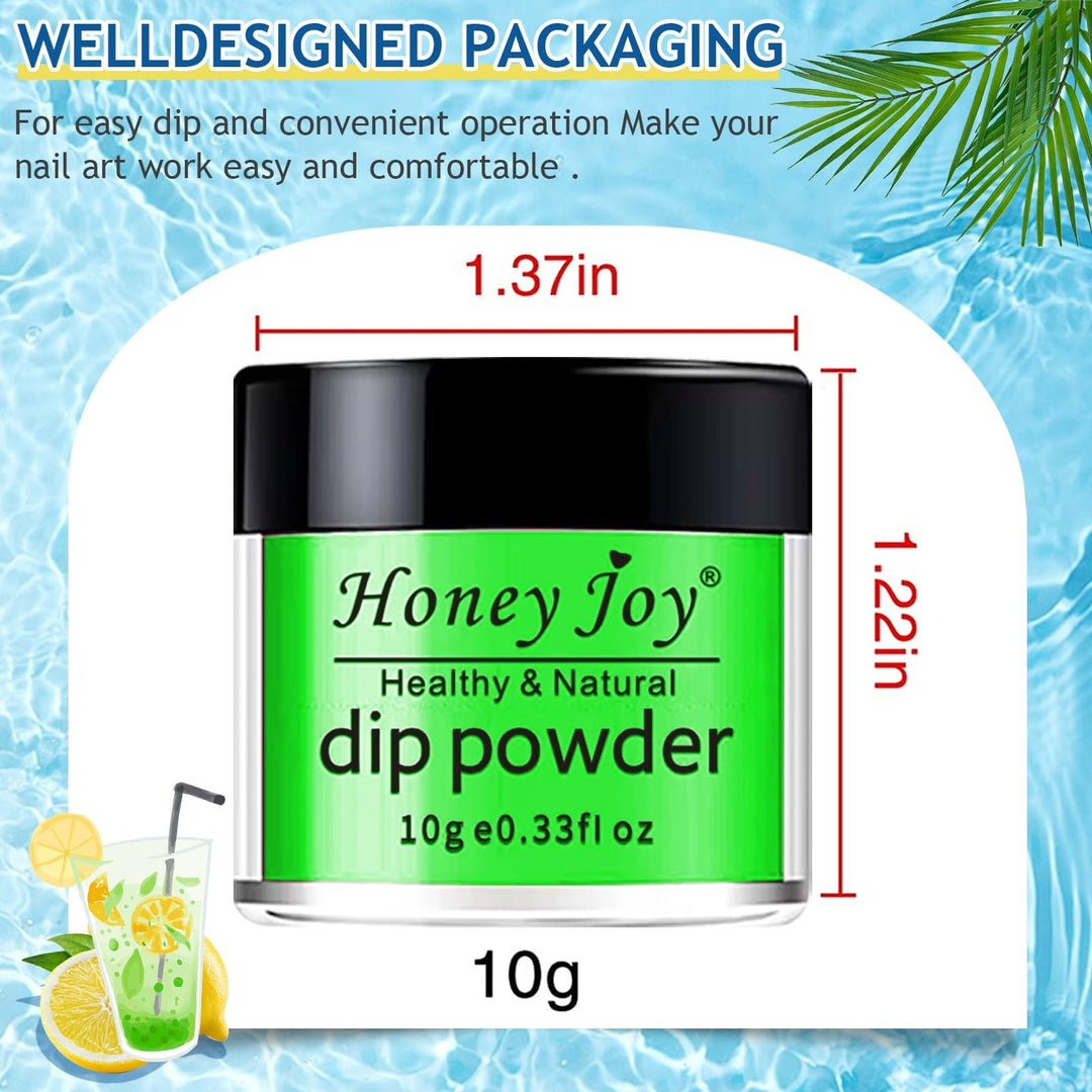 Honey Joy 8pcs/set Fine Dipping Powder Dip Kit Powder Nail Color System, Orange Green Yellow Red Purple Dark Blue, Like Gel Polish Effect, Even & Smooth Finishing (Dip-8pcs-02)