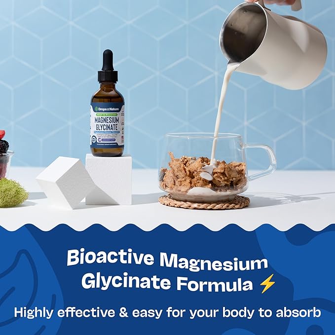 Magnesium Glycinate Liquid Drops – Vegan, GMO-Free & Gluten-Free – Magnesium Supplement for Women & Men – Faster Absorption than Capsules – Daily Support for Muscle and Bone Health (Mixed Berry, 60ml)