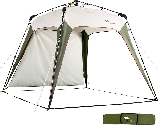 8.2'x8.2' Pop Up Canopy Tent Easy One Person Setup Instant Outdoor Beach Canopy Folding Portable Sports Shelter with 1 Sidewall - Olive