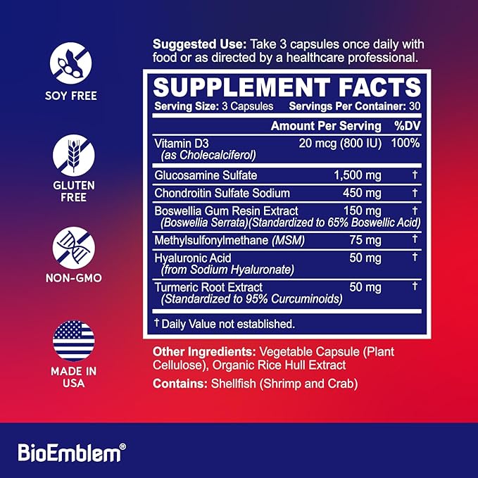 BioEmblem Turmeric Curcumin Supplement with BioPerine and Joint Support