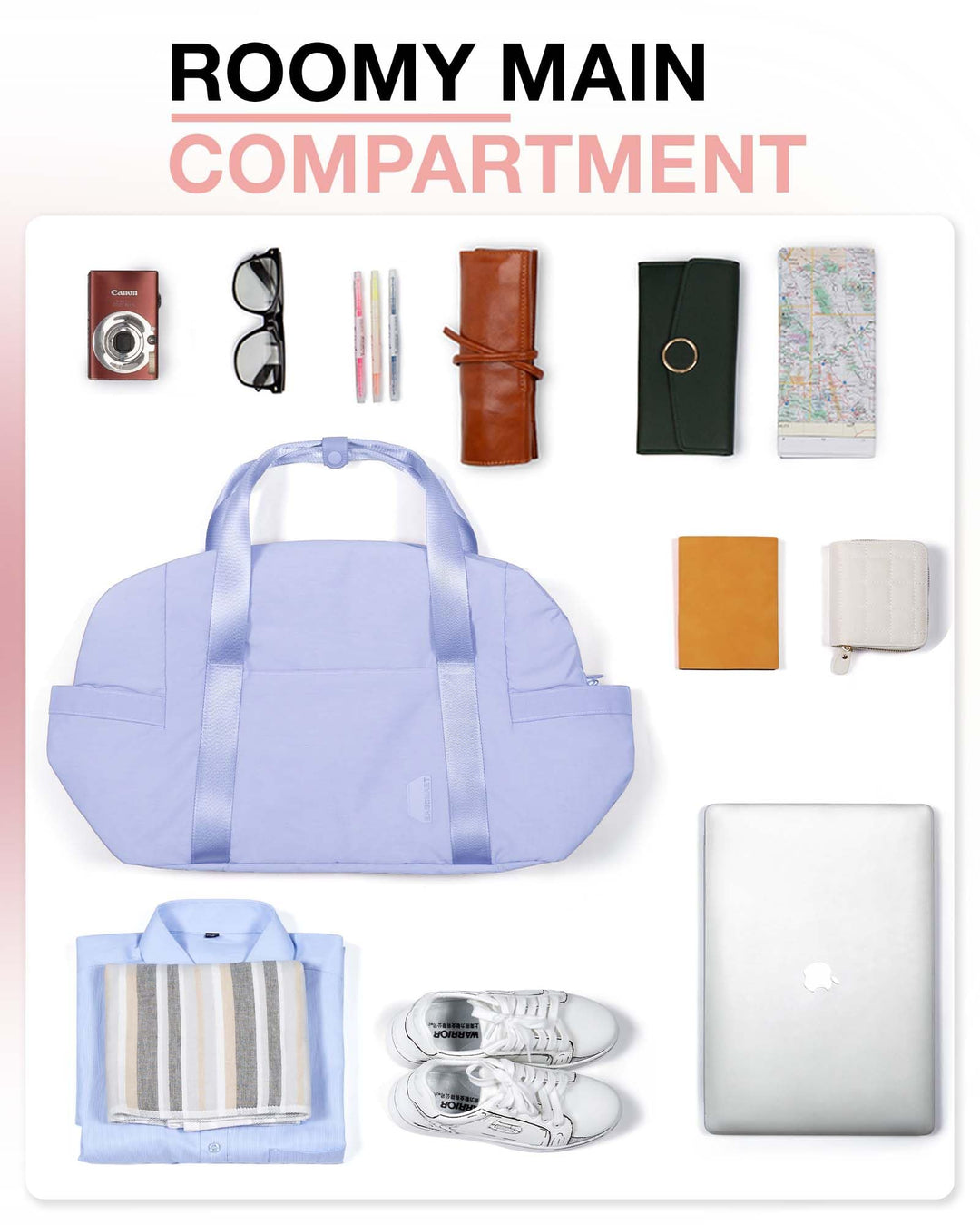 BAGSMART BAGSMART Gym Bag for Women, Carry on Weekender Overnight Bag, Travel Duffel Bags with Trolley Sleeve, Personal Item Travel Bag Tote Bag Workout Dance Bag, Purple-34L