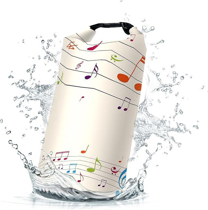 Waterproof Dry Bag,Roll Top Music Notes Small Waterproof Backpack 5L/10L/20L Floating and Lightweight Bags for Kayaking, Boating, Fishing, Swimming and Camping
