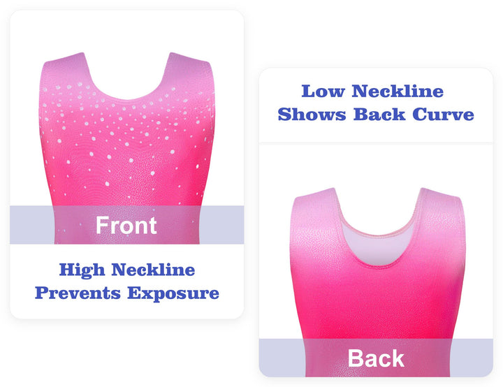 Domusgo Leotard for Girls Gymnastics Size 5-6 Years Old Shiny Pink Gradient Biketard