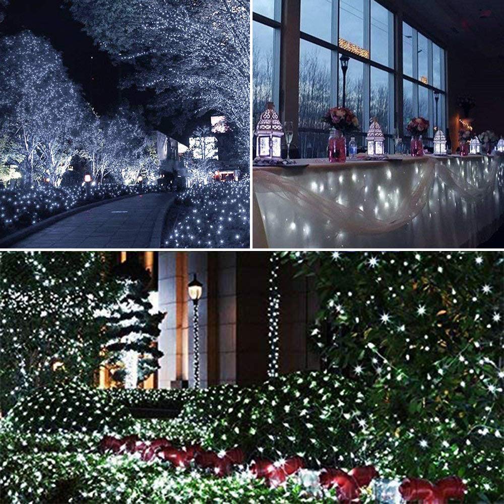 cshare Solar String Lights, 50 LEDs 2 Pack Powered Fairy Lights Outdoor 8 Modes 33 FT Solar Garden Lights,Waterproof for Yard,Pathway,Christmas Tree, Home, Wedding, Party Decorations(Cool White)