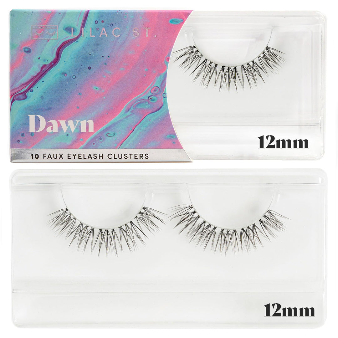 Lilac St - Dawn Natural Faux Eyelash Clusters (12mm) - No "Makeup" Look - DIY Lash Extension Wisps - Lightweight & Lifelike - Lasts 10 Days - Cruelty Free, Vegan, Women Founded - 10 Lashes
