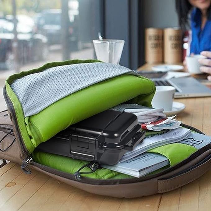 Dry Storage Box, Shockproof Waterproof Box Storage Case Waterproof Plastic Box Container with 2 U‑Shape Buckle, Plastic Storage Container for Cameras, Phones, Camping, Fishing, Hiking(Small-Black)