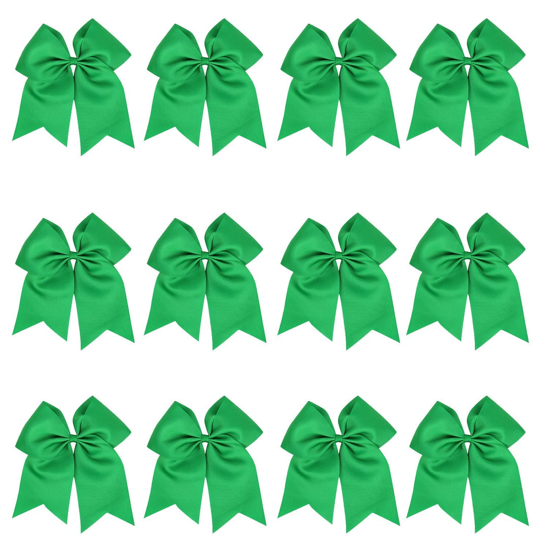 8 Inch Jumbo Cheerleader Bows Ponytail Holder Cheerleading Bows Hair Tie(Green)