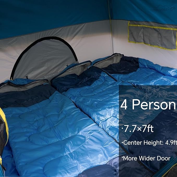 Tents 4 Person Camping Tent, Easy Setup Waterproof Family Tents for Camping, Portable Dome Tent for Outdoor Camping with Rainfly, Carry Bag
