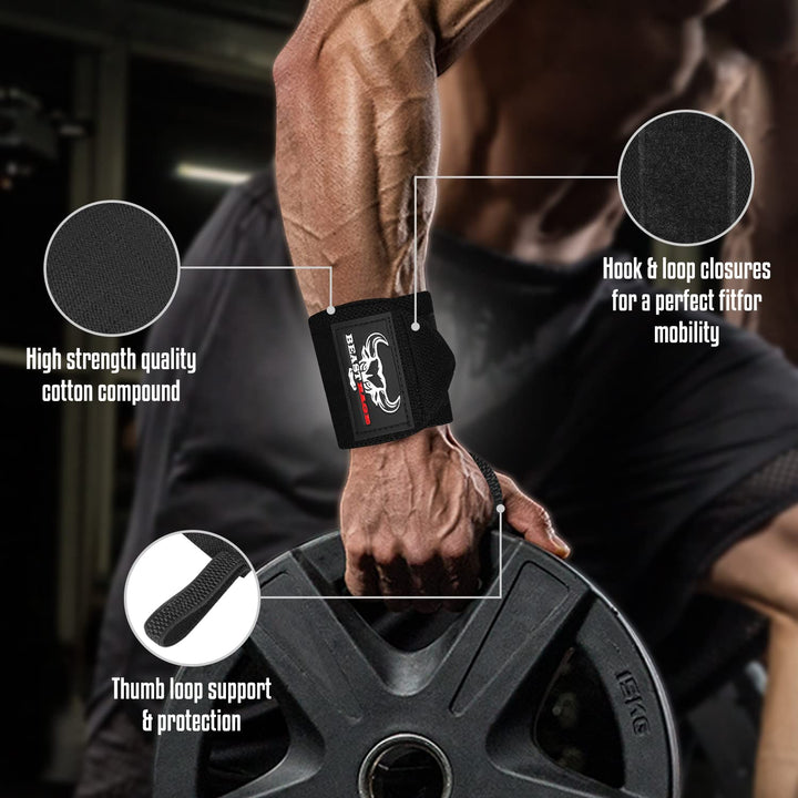 BEAST RAGE® Padded Cotton Lift Straps Lifting Wrist Straps for Weightlifting, Gym, Deadlift, Workout (Pair) Premium Lifting Straps for Gym Men and Women Soft, Supportive Wrist Pads (Black Org)