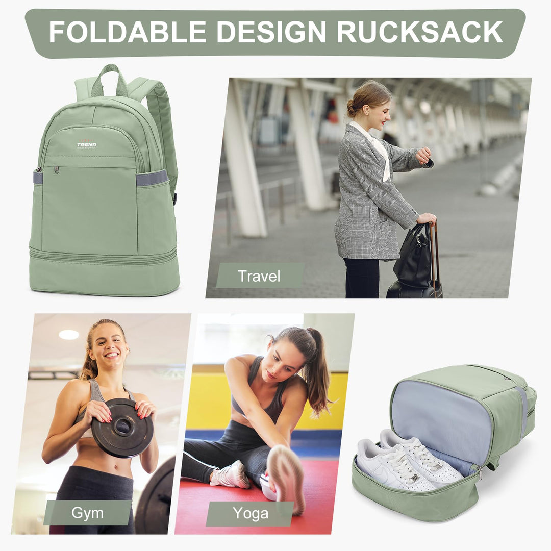 coofay Gym Backpack For Women Men Gym Bag With Shoe Compartment Waterproof Sports Backpack Dance Travel Backpack Green