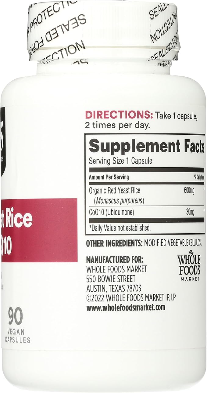 Whole Foods Market, Red Yeast Rice with CoQ10, 90 Vegetable Capsules