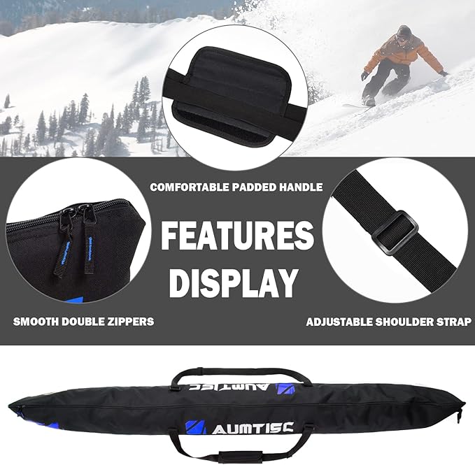 AUMTISC Ski Bag and Boot Bag Combo, Padded Ski Bags for Air Travel Flying, Adjustable Length for Skis Up to 200 cm and Boots Up to Size 13