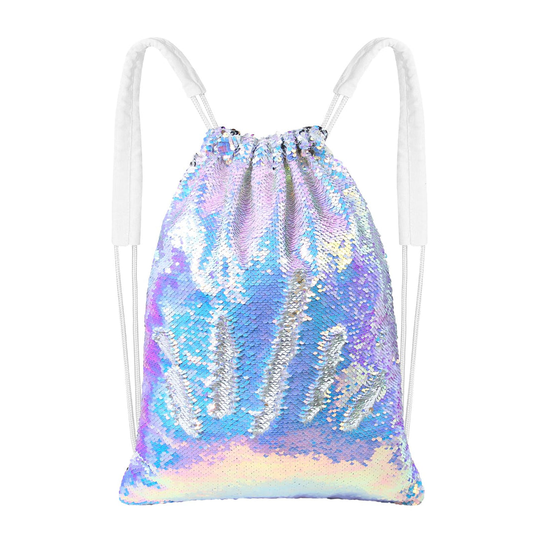 MHJY Sparkly Drawstring Backpack Mermaid Sequin Dance Bag Sports Gym Beach Swim Backpack Birthday Easter Gift Bag