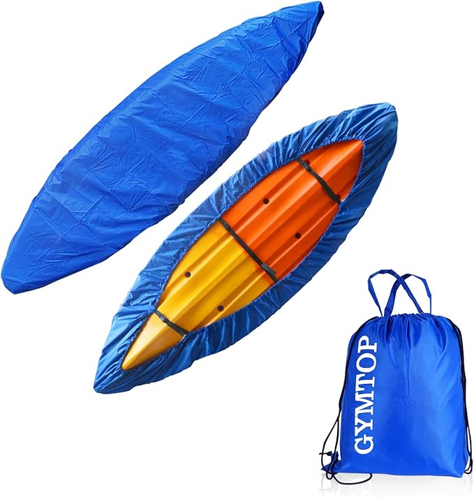 7.8-18ft Waterproof Kayak Canoe Cover-Storage Dust Cover UV Protection Sunblock Shield for Fishing Boat/Kayak/Canoe 7 Sizes [Choose Color] (Dark Blue(Upgraded), Suitable for 13.8-15ft Kayak)