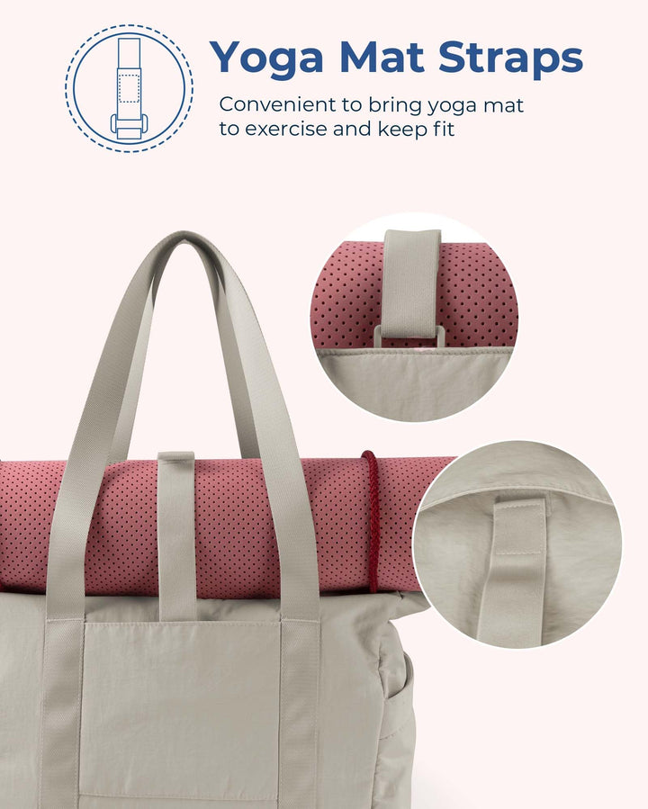 BAGSMART Tote Bag for Women with Zipper, Gym Tote with Compartments, Laptop Work Tote Nurse Dance Yoga Bag for Sport, Travel