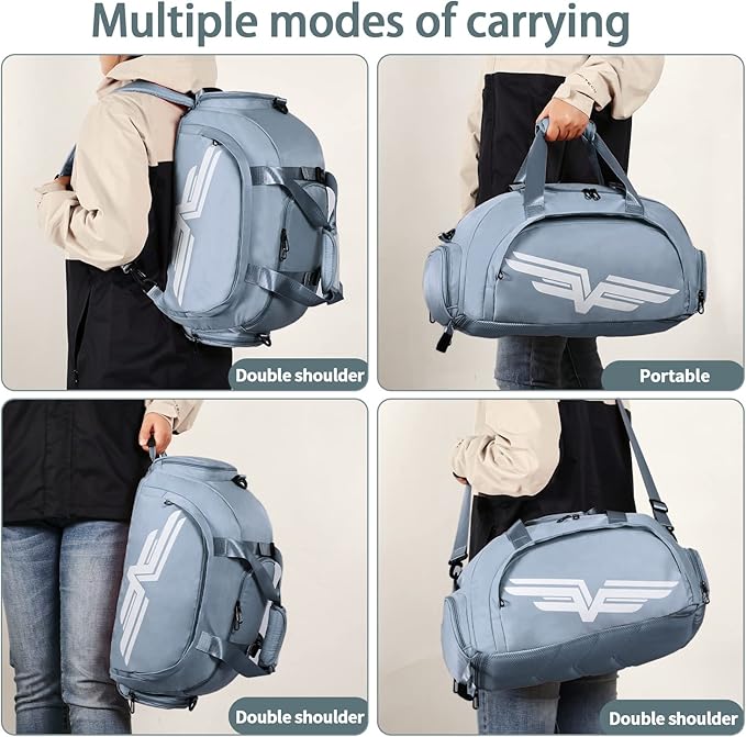 FIORETTO 30L Sports Gym Duffle Bag with Wet Pocket & Shoe Compartment, Weekender Hospital Overnight Bag for Women, Sports Holdall Backpack