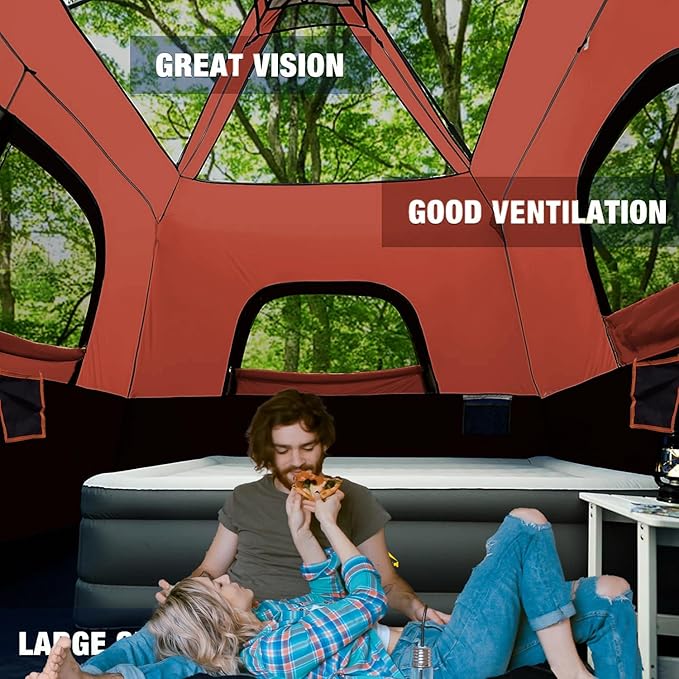 3/4 Person/6 Person Camping Tent Fast Cabin Tent with Instant Setup Tent, Weatherproof Tent Easy Quick Set Up & Pop Up in 60 Seconds with Rainfly Backpack for Family Camping,Upgraded Ventilation