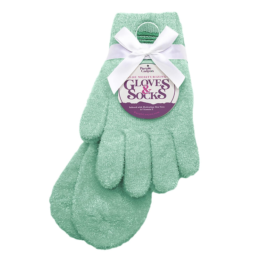 Purple Canyon Moisturizing Socks and Gloves Set | Teal Fuzzy Socks and Gloves with Aloe and Vitamin E for Women | Women's Gifts for Self-Care