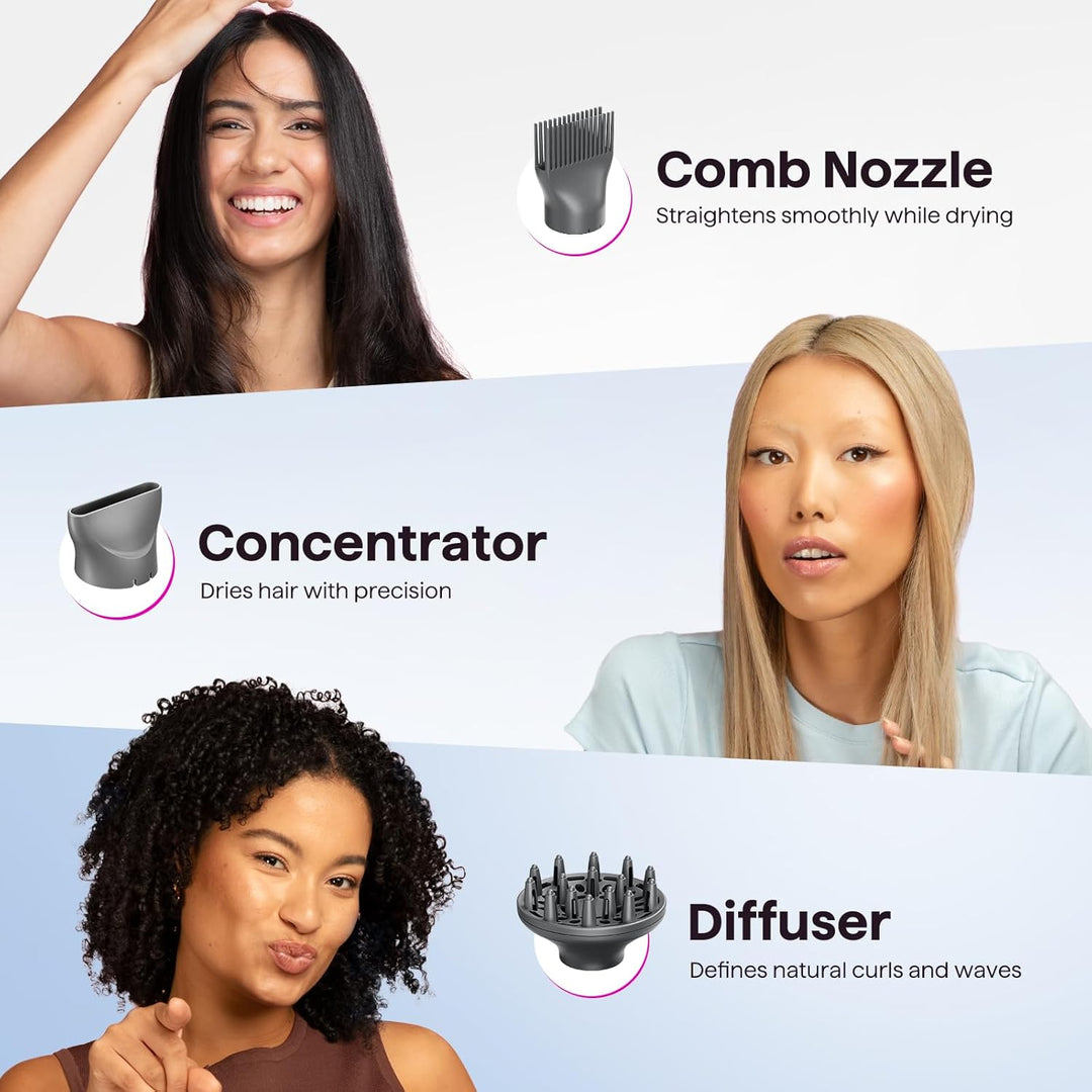 Wavytalk 1875W Ionic Hair Dryer | Diffuser & Comb for Curly Hair | Green