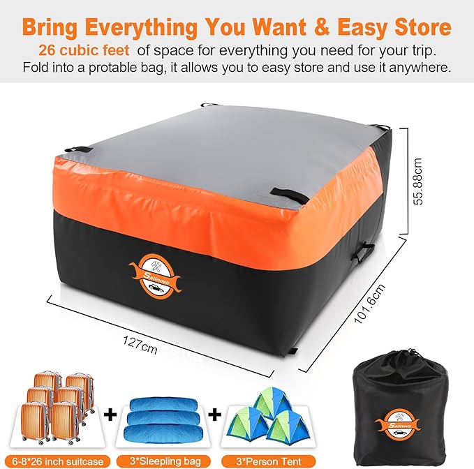 Sailnovo Truck Bed Cargo Bag, 26 Cubic ft 100% Waterproof Cargo Bag for Truck Bed, Heavy Duty PVC Truck Cargo Bag Fits Any Truck Size with 4 Stretch Cord, Packing Bag (50''x40''x22'')