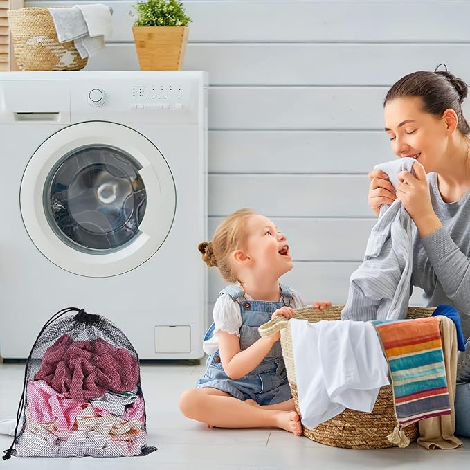 iMucci 13"X15.5" 50Pcs Mesh Laundry Drawstring Bag Nylon Drawstring Gym Bag with Cord Lock Closure