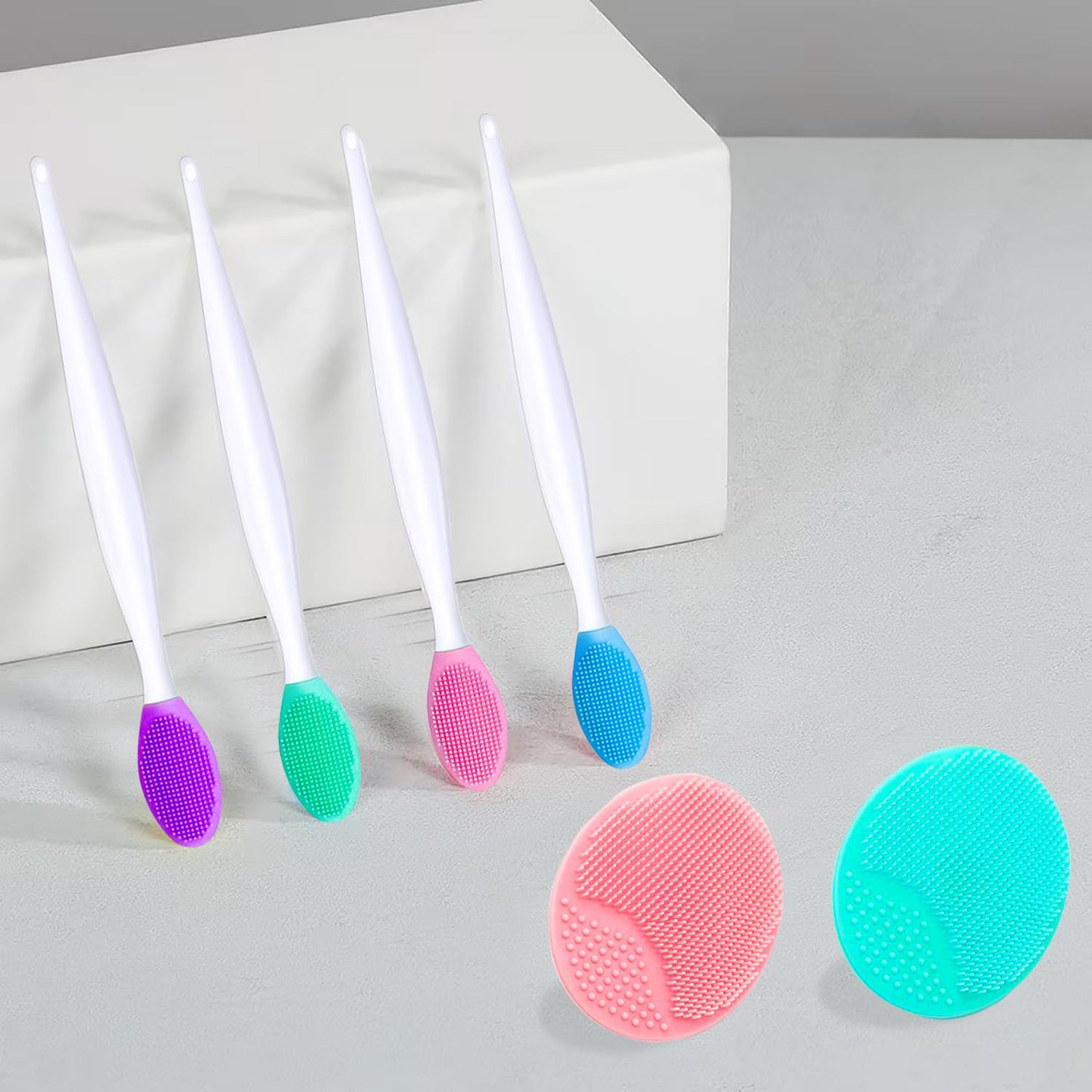 10PCS Silicone Face Scrubber, 4pcs Lip Scrub Brush, 4pcs Silicone Cleansing Brush Exfoliating Lip Brushes, 2pcs Exfoliating Face Brushes for Men Women