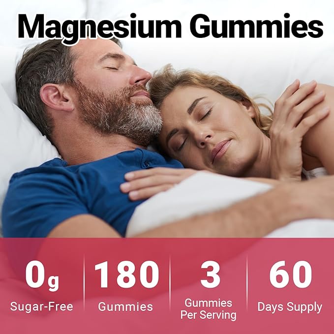 2 Pack Magnesium Glycinate Gummies, Sugar Free Magnesium Potassium Gummy with Threonate, Magnesium Glycinate 400mg for Adults
