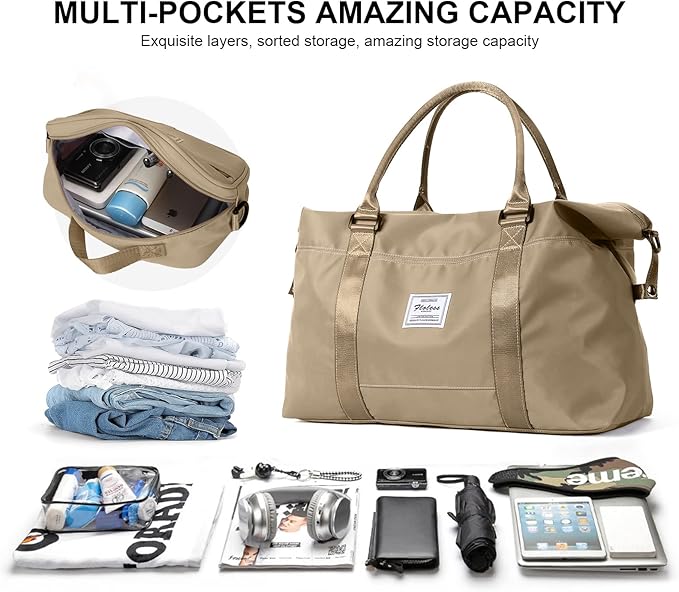 Travel Duffel Bag,Sports Tote Gym Bag,Shoulder Weekender Overnight Bag for Women