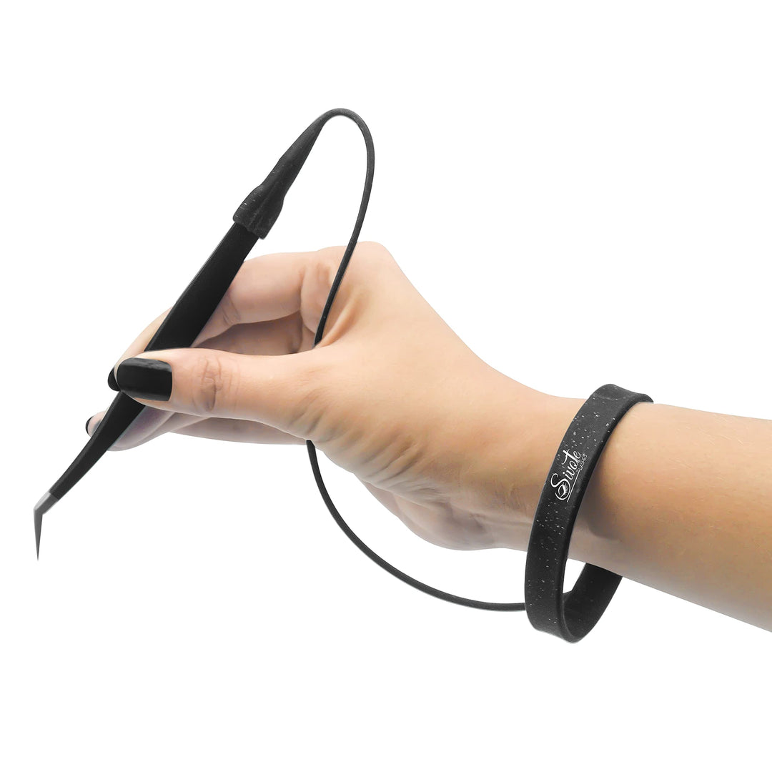 Sivote Lash Tweezers Holder Protector, Silicone Wristband, Tweezer Delighter, Lash Extension Supplies, Black