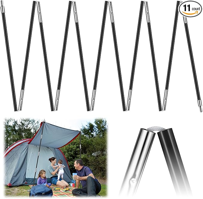 Fiberglass Tent Poles Replacement Pre Assembled Black Tent Pole Tent Replacement Parts Camping Poles for Hiking Outdoor Camping Backpacking Tent