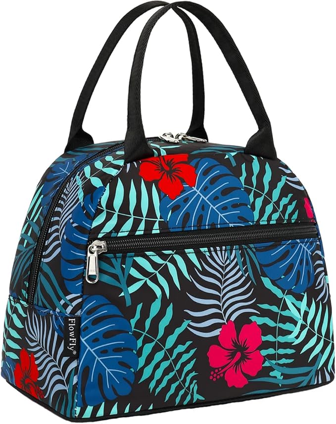 FlowFly Lunch Bag Tote Bag Lunch Organizer Lunch Holder Insulated Lunch Cooler Bag for Women/Men,Leaf