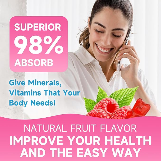 2 Pack Calcium Citrate Gummies, Sugar Free Calcium Citrate 1000mg for Muscle Healthy, Absorption Calcium Supplements for Adults & Kids, Raspberry, 120 Count