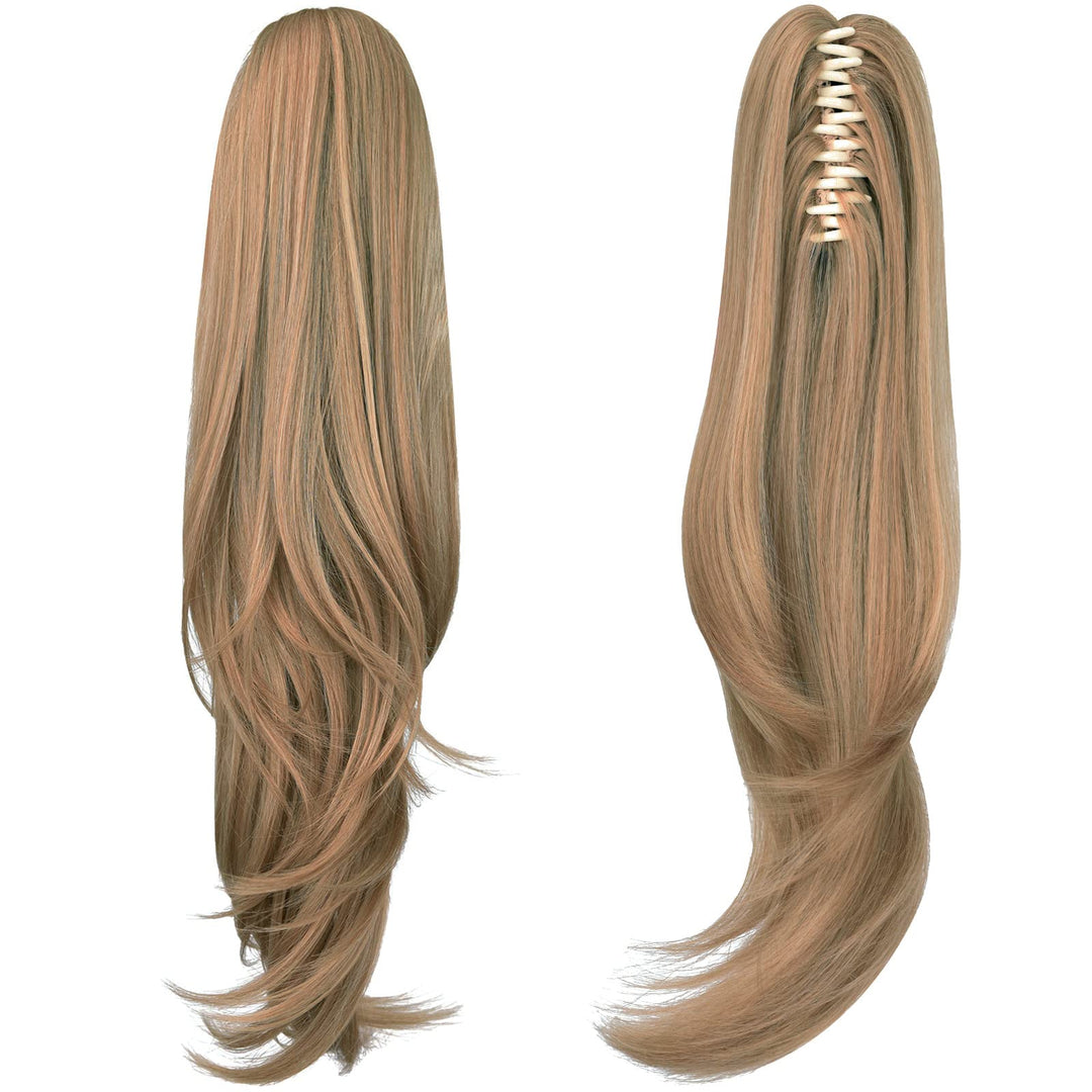 ShulaSHOP Blonde ponytail extension,20" clip ponytail hair extensions ponytail claw hair ponytail Extension Natural Looking Synthetic Hairpiece for Women