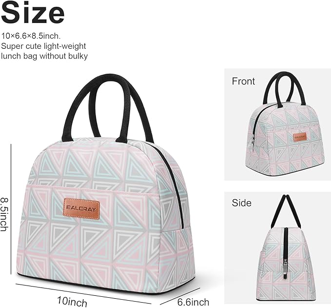 BALORAY Lunch Bag for Women Men Insulated Lunch Box for Adult Reusable Lunch Tote Bag for Work, Picnic or Travel (Triangle, M)