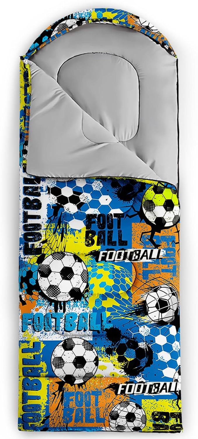 AILONEN Cartoon Fox Camping Sleeping Bag for Boys Girls Adults,Lightweight & Waterproof,3 Season Warm & Cold Weather,Portable,Kawaii Fox Printed Sleeping Bag,Traveling,Camping,Hiking