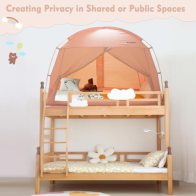 Bed Tents Canopy Bed–Privacy Dream Tent for Cozy Indoor Sleeping, Light-Reducing,and Breathable, with 4 Doors Floor Tent Bed–Available in Twin, Full, and Queen Sizes