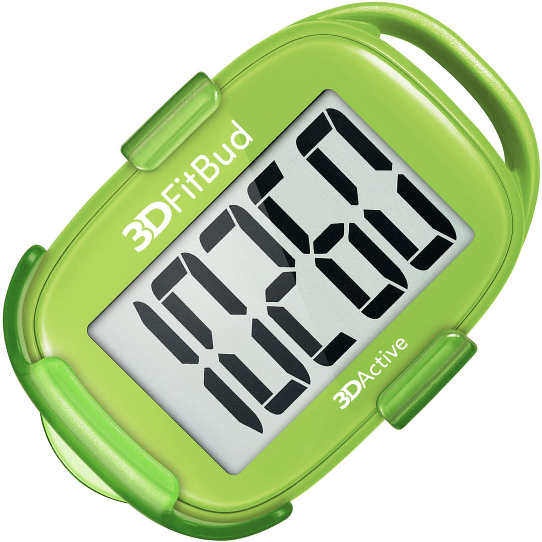 3DFitBud Simple Step Counter Walking 3D Pedometer with Clip and Lanyard, A420S (Green)
