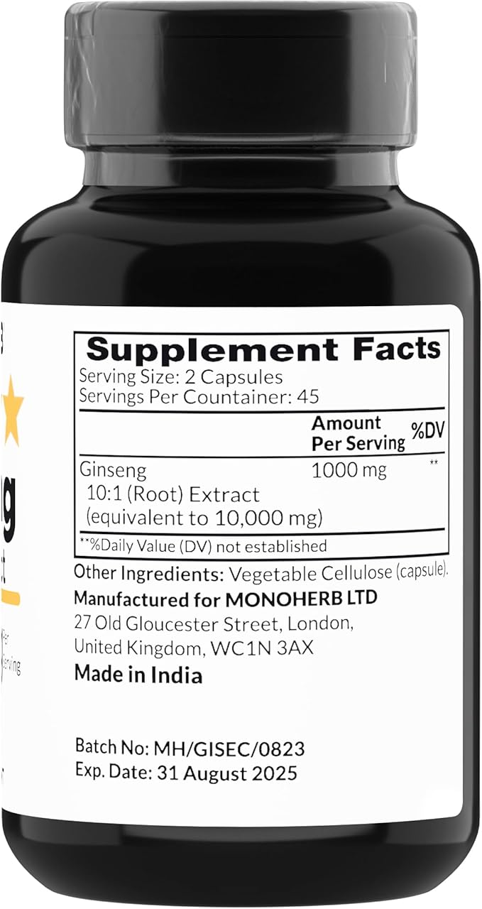 Ginseng Extract 1000 mg - 90 Vegetarian Capsules