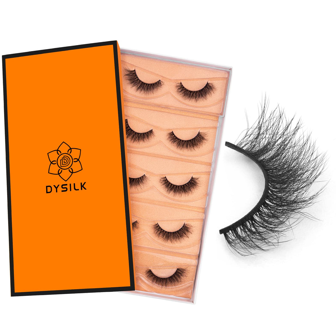 DYSILK Wispy Lashes False Eyelashes - Mink Lashes 5 Pairs 6D Faux Eyelash Extension False Eyelashes Mink Lash Natural Look Fake Eyelash Reusable Strip Lash Kit | Wispy-10-15mm