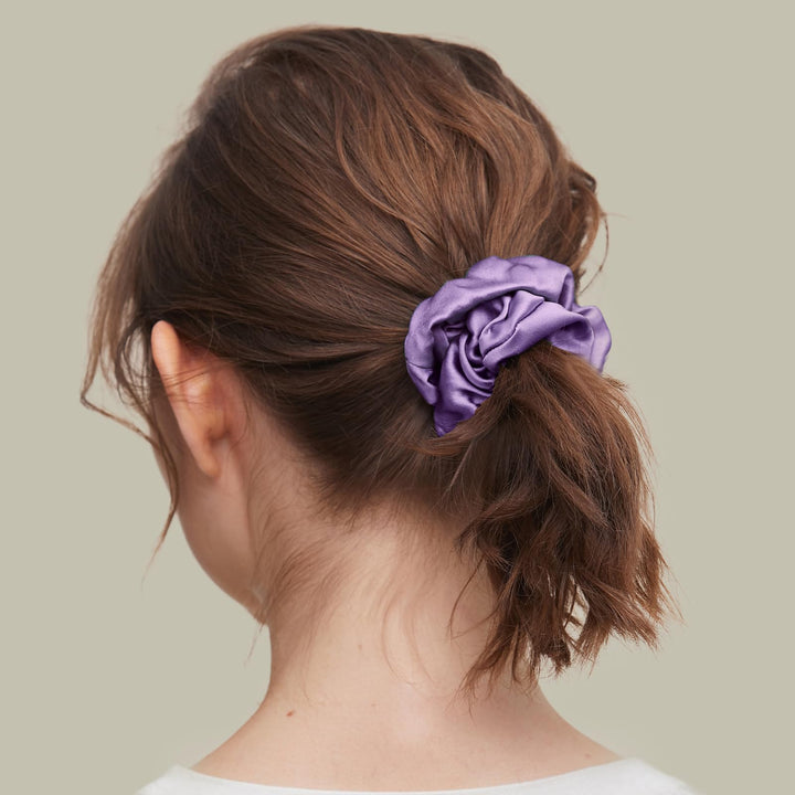 LILYSILK Silk Hair Scrunchies/Ties for Frizz & Breakage Prevention, 100% Mulberry, No Damage, Elastic ponytail Holders, 1Pc, Purple