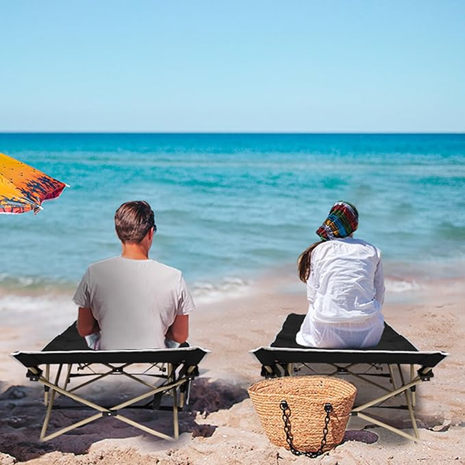 Wenqik 2 Pack 450lbs Max Load Camping Cot for Adults with Carry Bag Portable Folding Outdoor Sleeping Cot Heavy Duty Bed for Traveling Camp Military Office Nap Beach Home Lounging