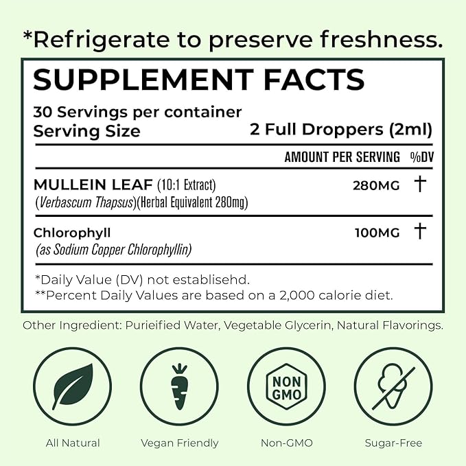 Betterbrand BetterLungs Mullein Leaf Extract - Supports Respiratory Wellness and Overall Lung Health - Natural Supplement, Tincture Drops | Non-GMO, Vegetarian | 1 Month Supply