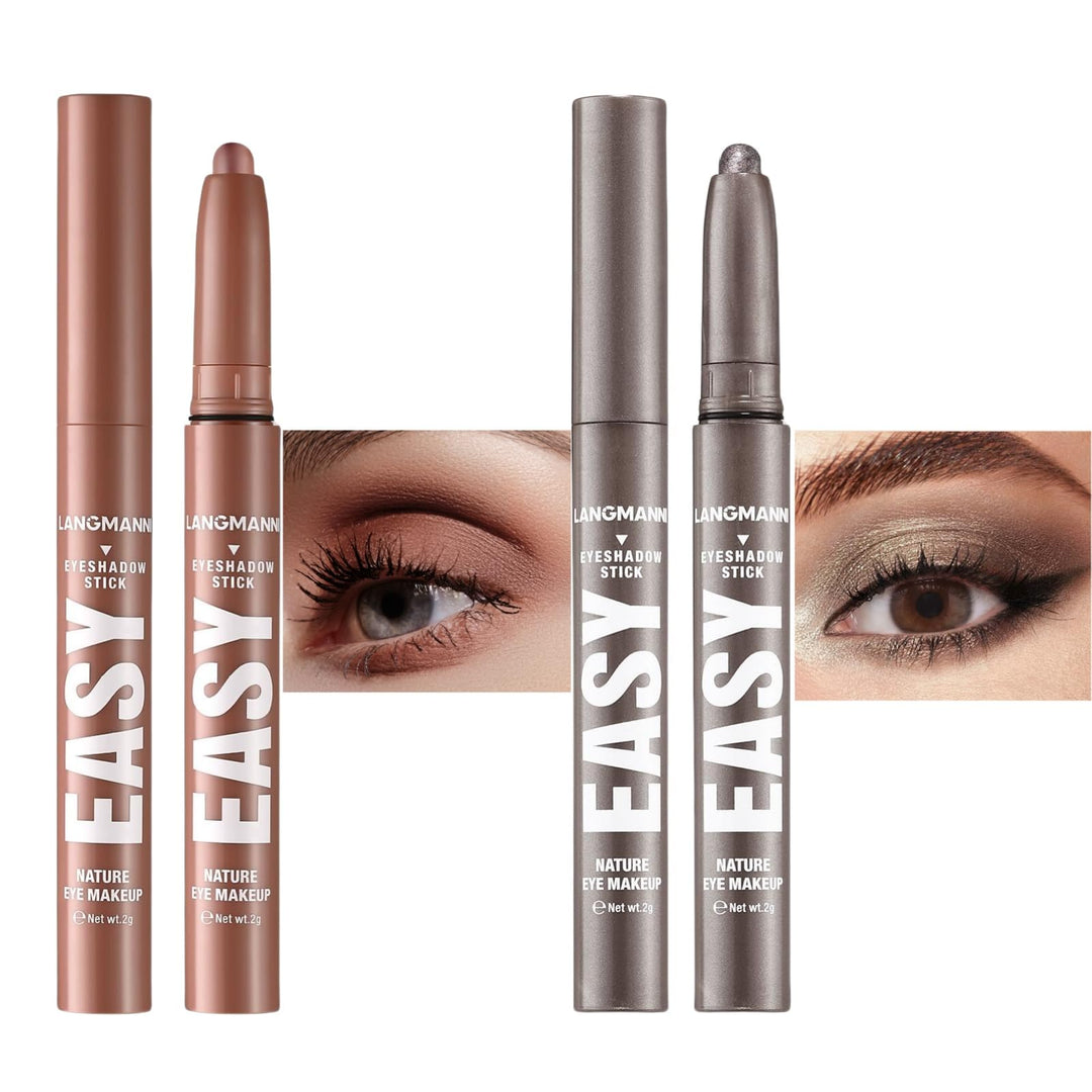 Jolilab Eyeshadow Stick Set, 2 PCS Matte Professional Bright-Colored Contouring and Highlight Stick, Cream Waterproof Long Lasting High Pigmented Eye Shadow (2, 05+21 2pcs)