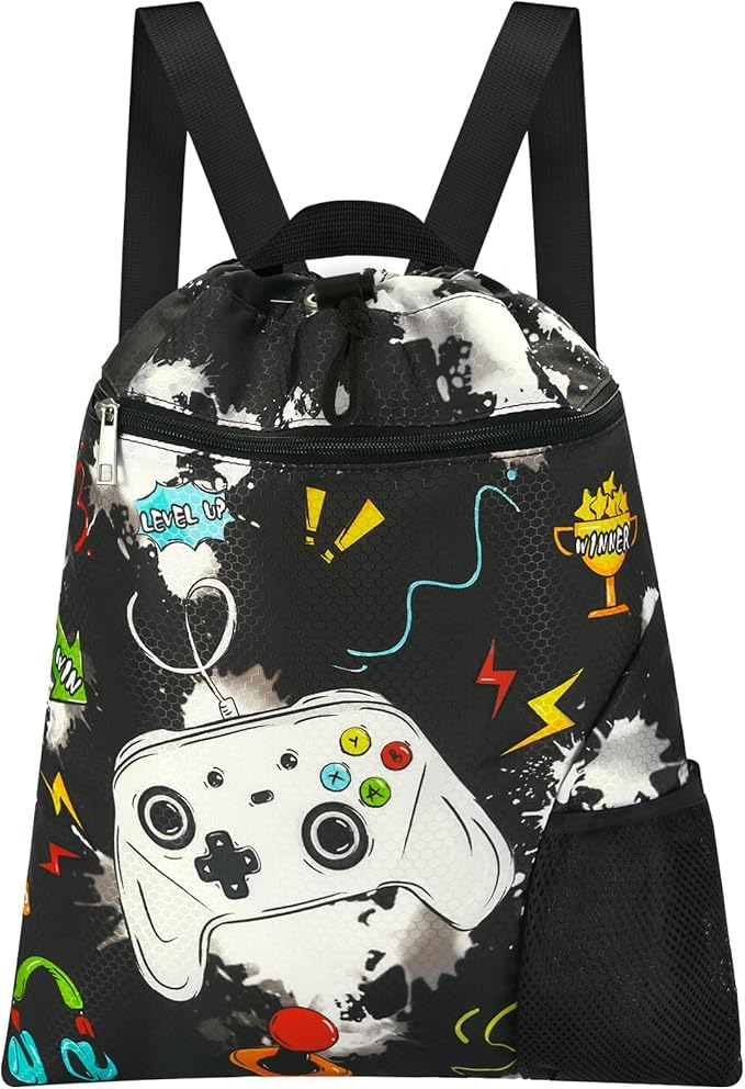 WAWSAM Gym Drawstring Backpack String Bag - 15” x 17” Sports Gym Bag for Kids Waterproof Swimming Beach Shopping Yoga Bag